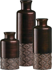 Brown Decorative Vase Set of 3 Modern Table Centerpieces Home Décor