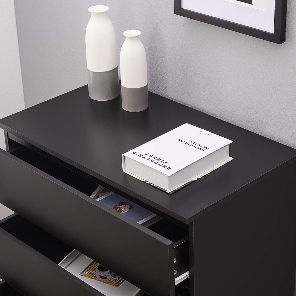 Tall 5 Drawer Chest Black Storage Unit Bedroom Cabinet Slim Modern Design