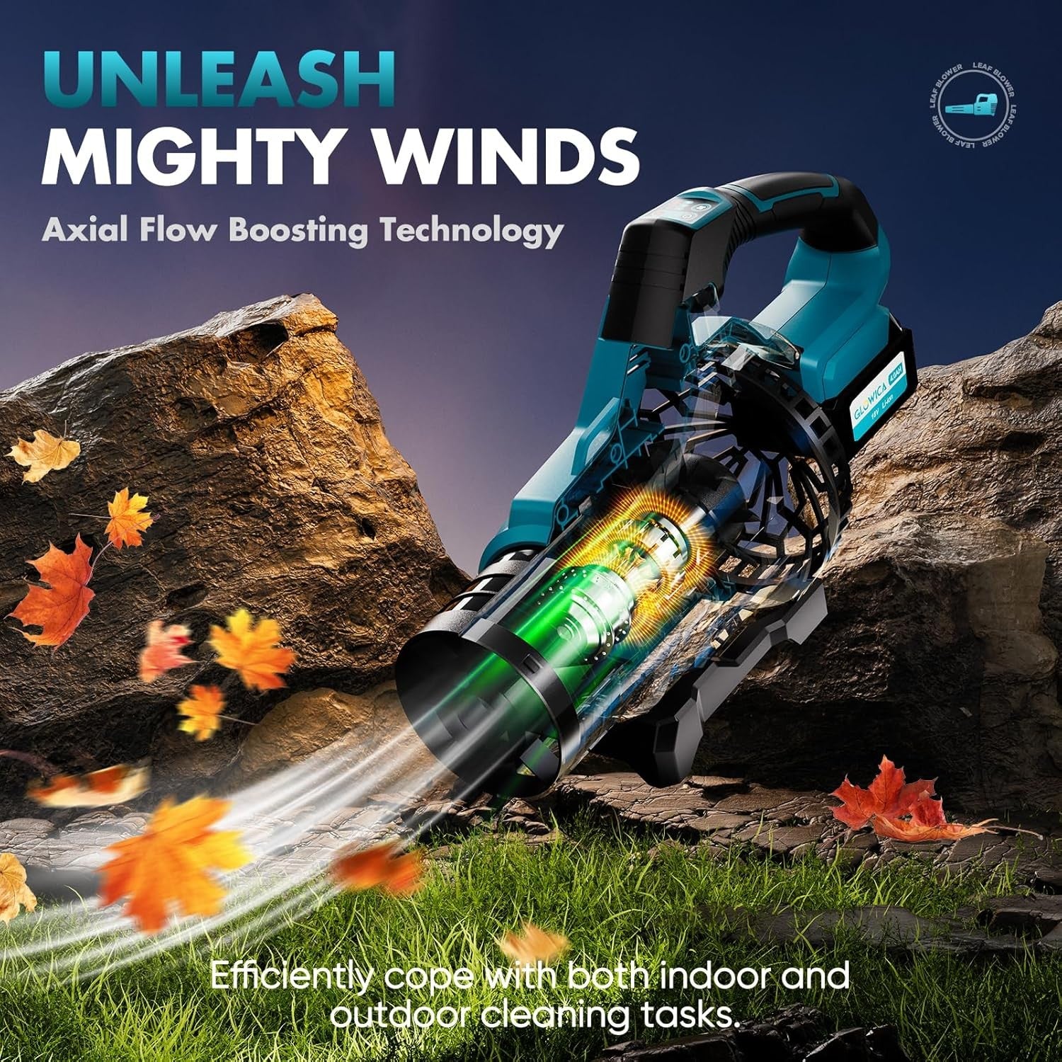 Cordless Leaf Blower 8000mAh Turbo Boost 3 Speed Lightweight Garden Cleaner