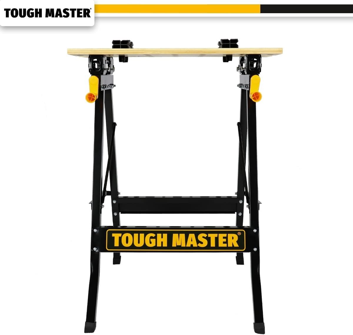 Foldable Workbench 100kg Steel Frame Bamboo Top Clamping Table Portable