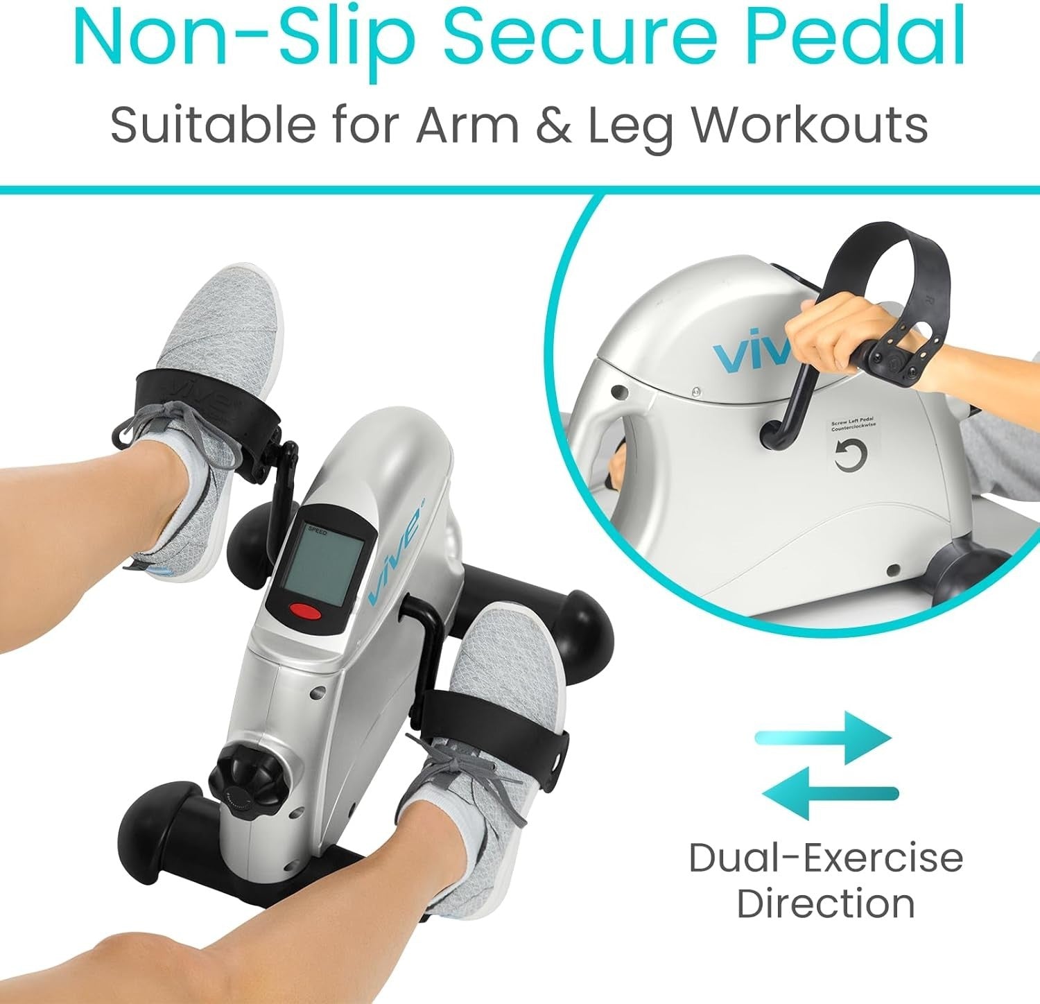 Folding Pedal Exerciser Under Desk Bike Arms Legs LCD Adjustable