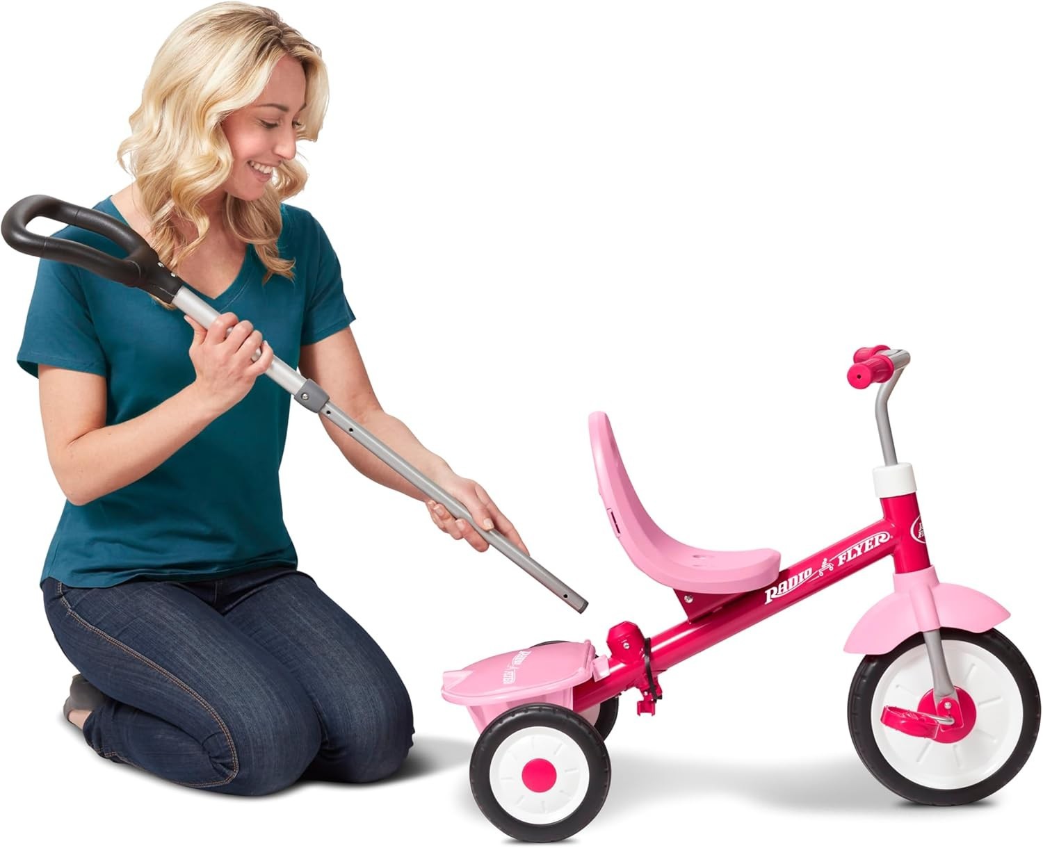 3 in 1 Toddler Tricycle Pink Kids Trike Adjustable Seat Storage 1.5-5Y