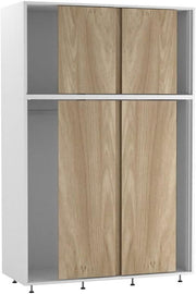 6-Door Oak Sliding Wardrobe | Modern Spacious Bedroom Storage Closet