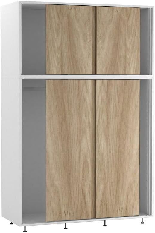 6-Door Oak Sliding Wardrobe | Modern Spacious Bedroom Storage Closet