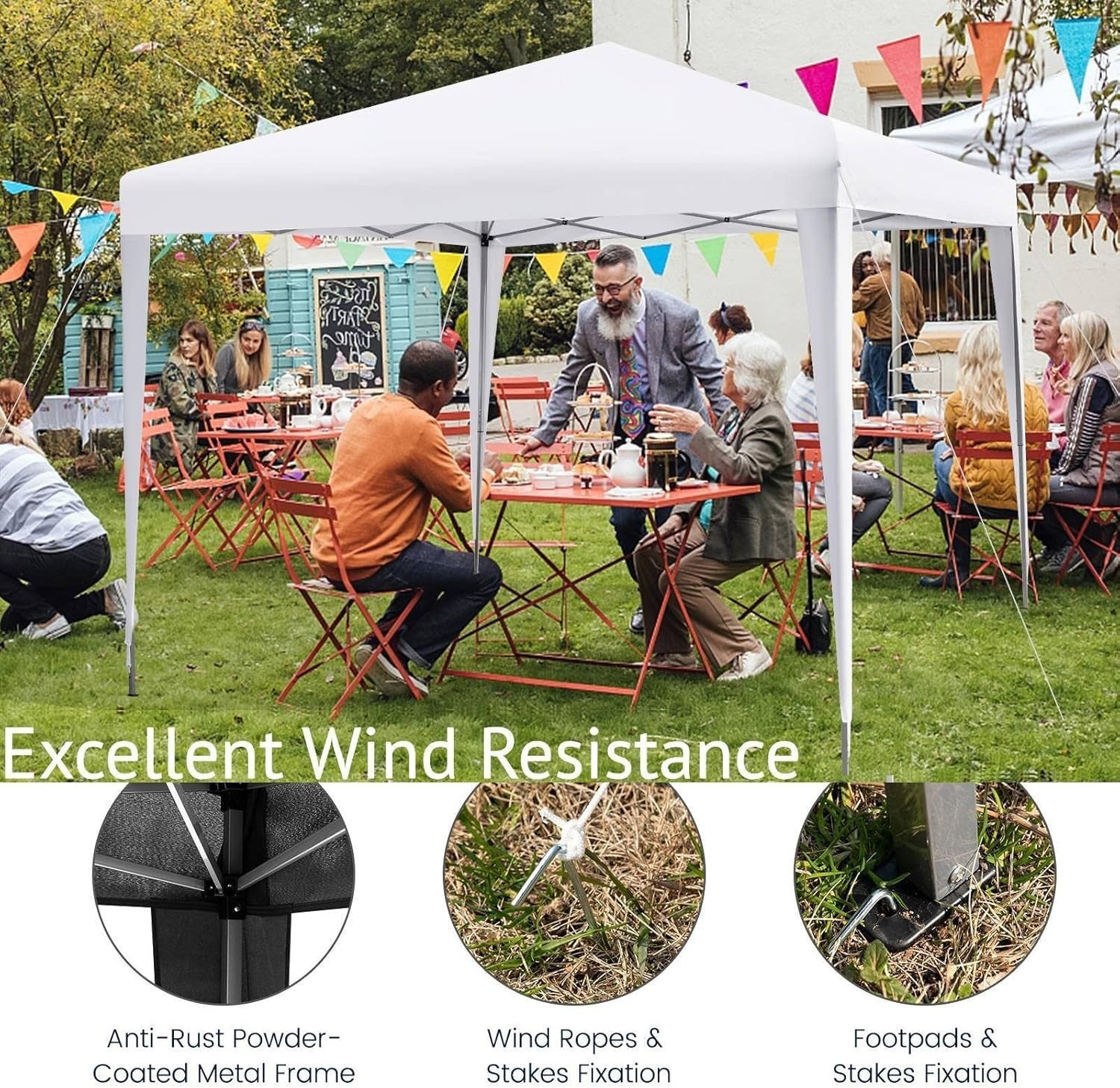 3x3m Pop Up Gazebo Adjustable Waterproof Outdoor Canopy w/ Roller Bag White
