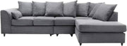 Luxury Jumbo 5-Seater L-Shape Sofa Grey Scatter Back Cushions Armrest