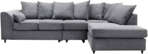 Luxury Jumbo 5-Seater L-Shape Sofa Grey Scatter Back Cushions Armrest