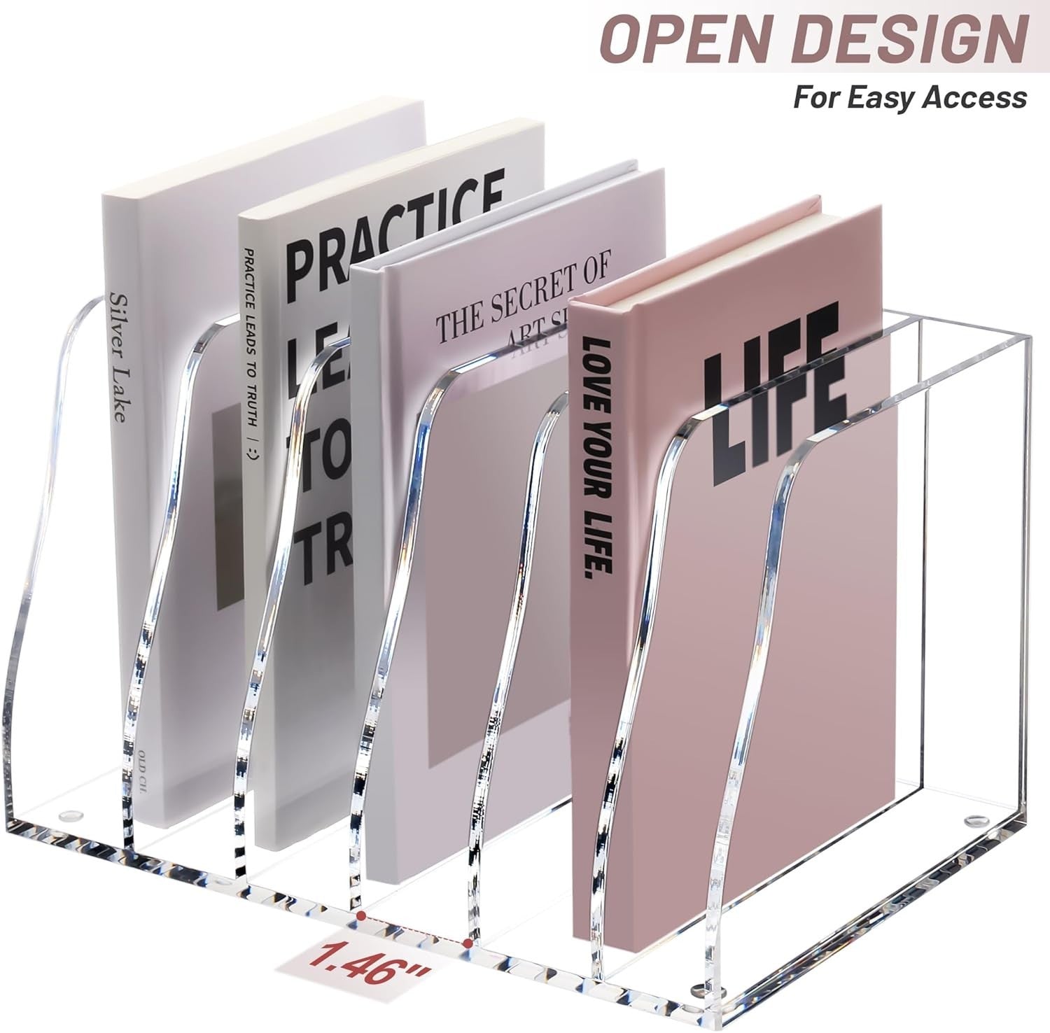 Clear Acrylic Desk File Organizer 6-Section Magazine Document Holder
