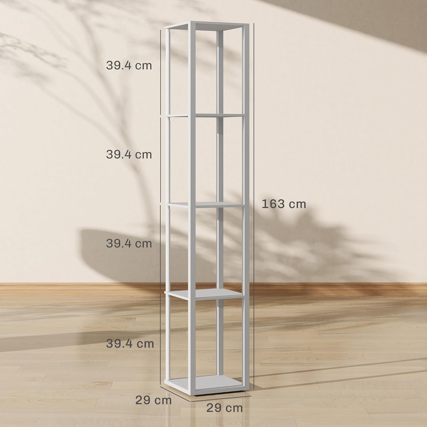 LED Floor Lamp with Shelves Dimmable Remote Control Modern Corner Light