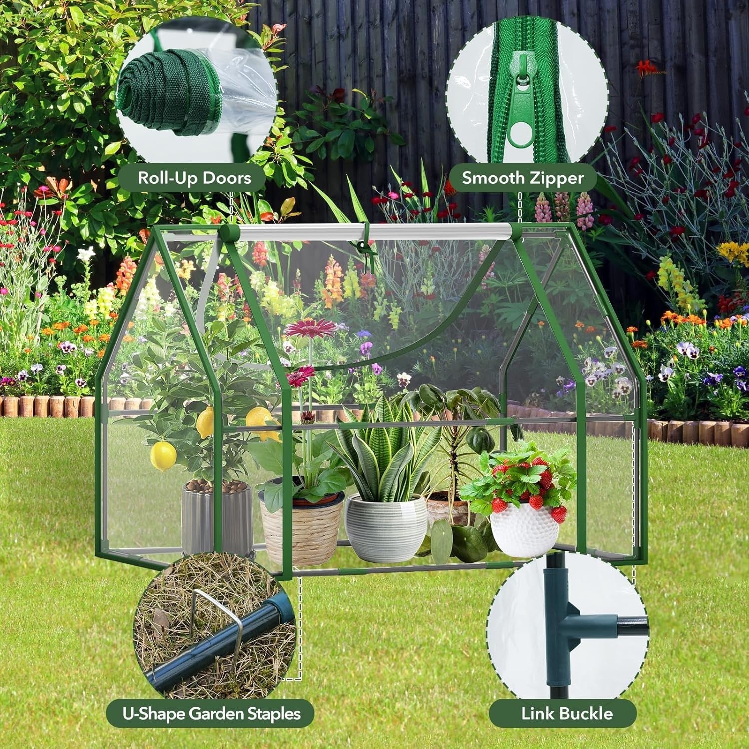 Large Mini Greenhouse Cold Frame Dual Door Plant Shelter Polycarbonate