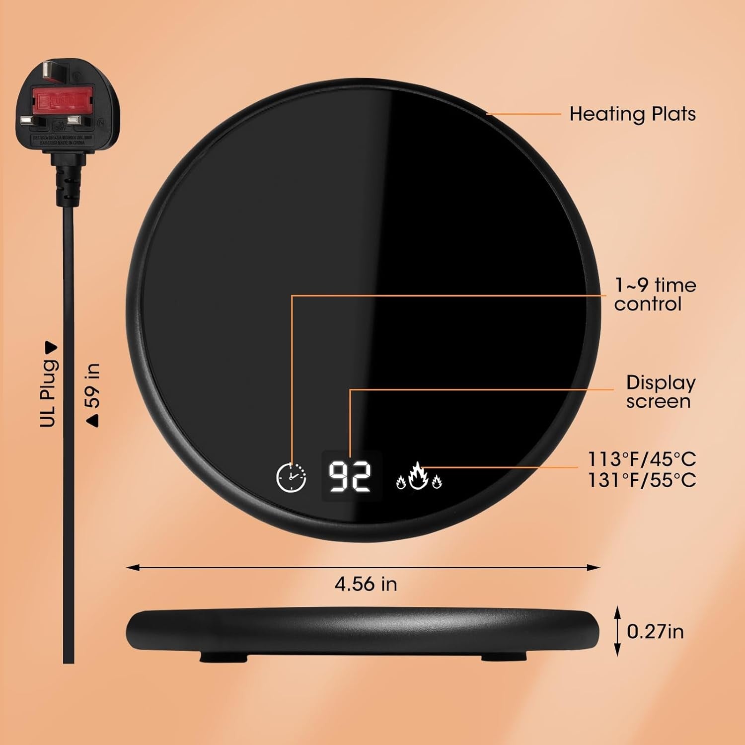 Smart Coffee Mug Warmer Touch LED 2 Temp Desk Heater