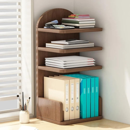 Small Wooden Desktop Bookshelf Hutch Rustic Multi-Tier Desk Organizer 25x20x60cm