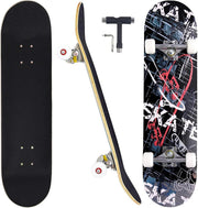 31 Inch Complete Skateboard Maple Wood Double Kick Rectangular Prism