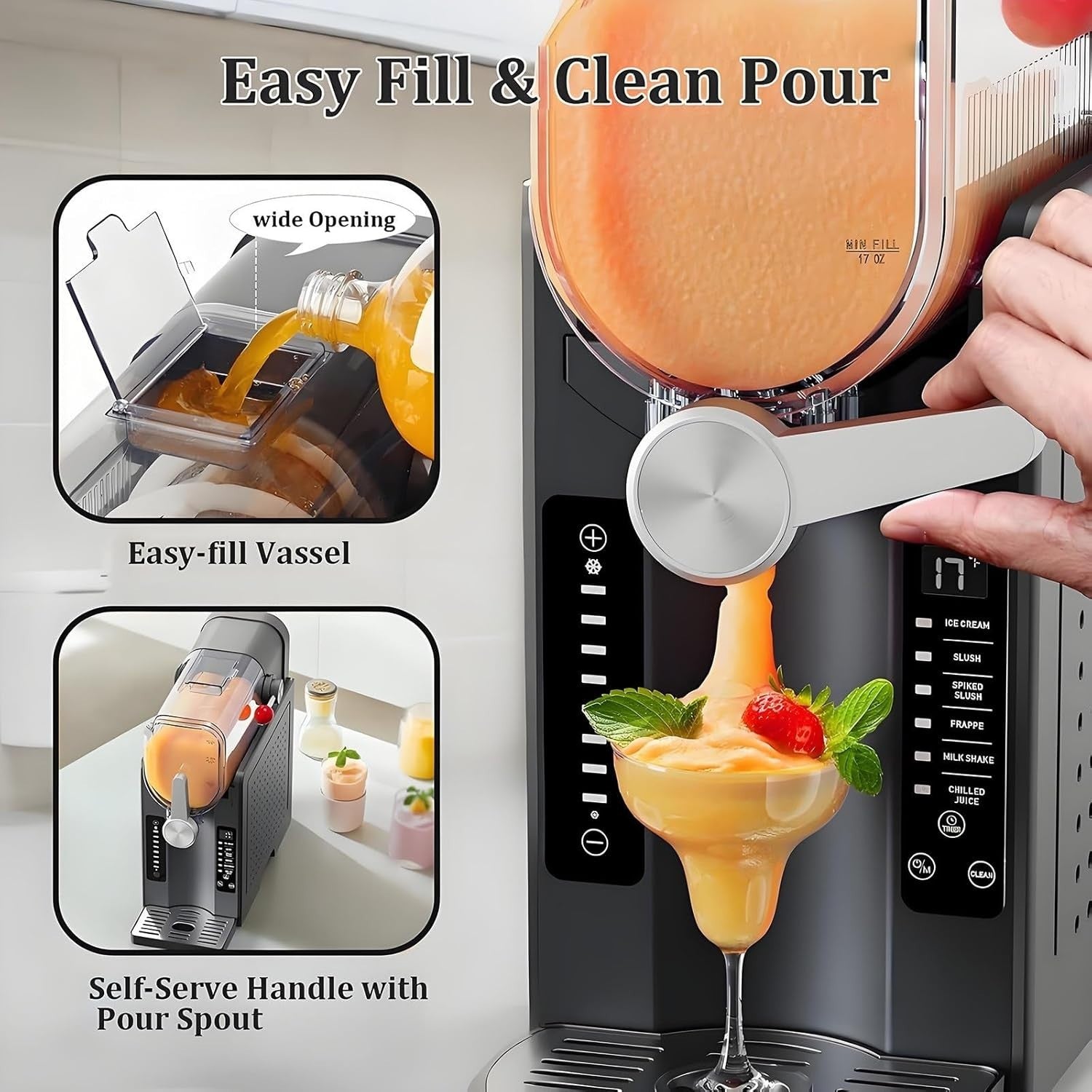 Slush Machine No Ice Needed Auto Clean Frozen Drink Maker 6 Presets 1.6L