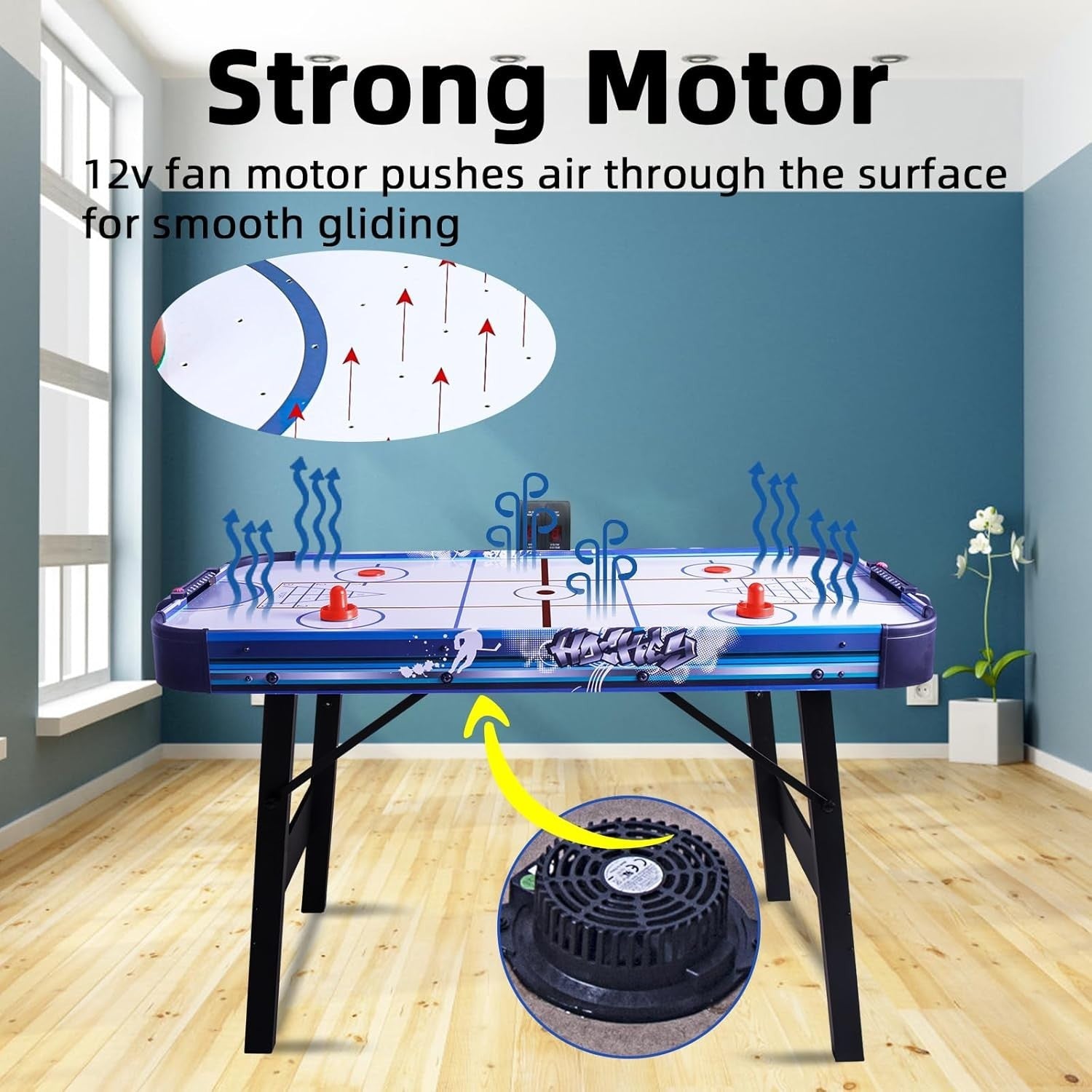 48 Inch Foldable Air Hockey Table 3 in 1 Arcade Game LED Score Kids Adults