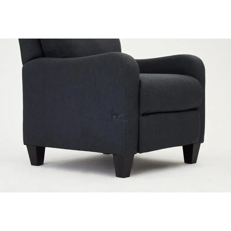 High Back Recliner Armchair Push Back Dark Grey Fabric Lounge Chair
