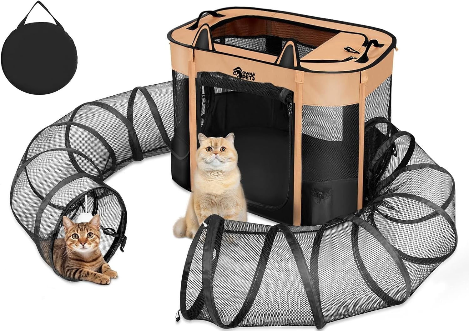 Portable Foldable Outdoor Cat Enclosure Tunnel with Expandable Playpen