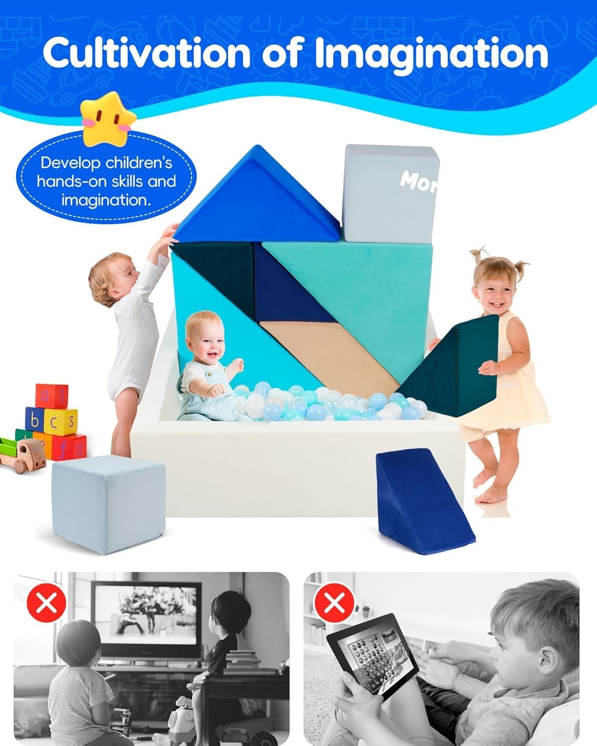 Modular Kids Play Sofa with Square Ball Pit – Puzzle Couch for Creative Play