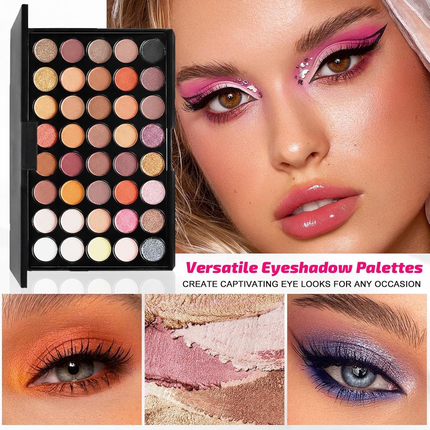 All In One Makeup Kit Gift Set 40 Colour Palette Brushes Bag