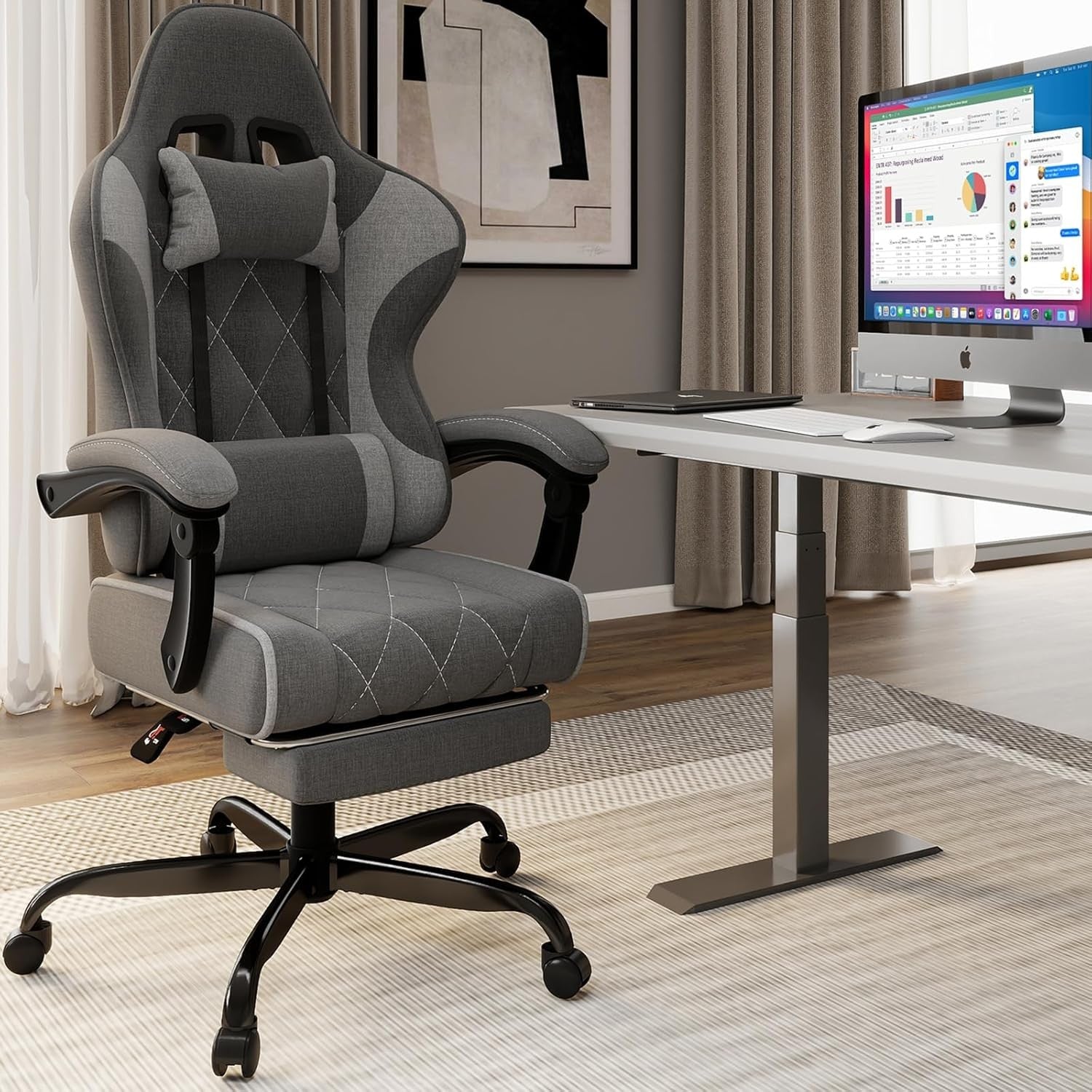 Ergonomic Gaming Chair Recliner w/ Footrest Massage Lumbar 330lbs