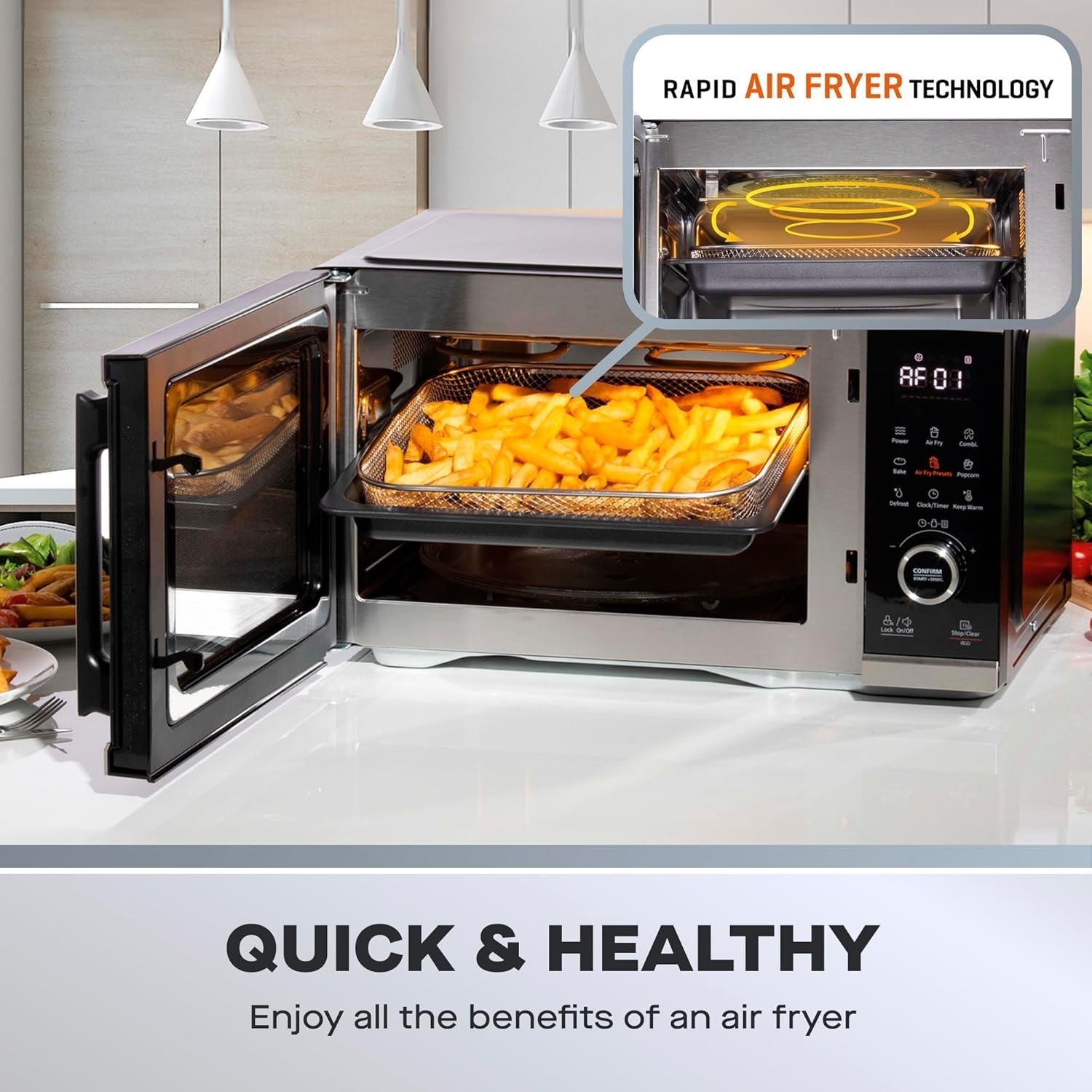 5-in-1 Air Fryer Microwave Oven 26L | Grill Bake Reheat Defrost 2400W Combo
