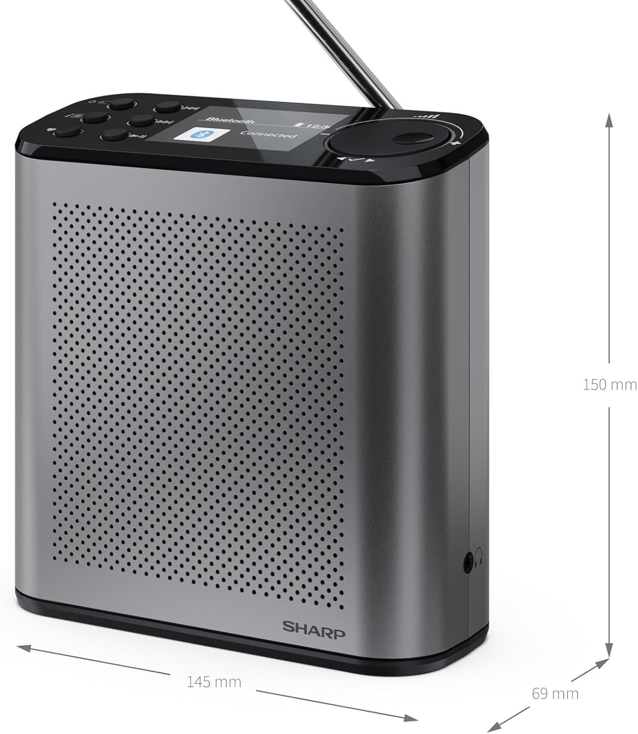 Portable DAB+/FM Digital Radio Bluetooth 5.3 Colour Display USB Storm Grey