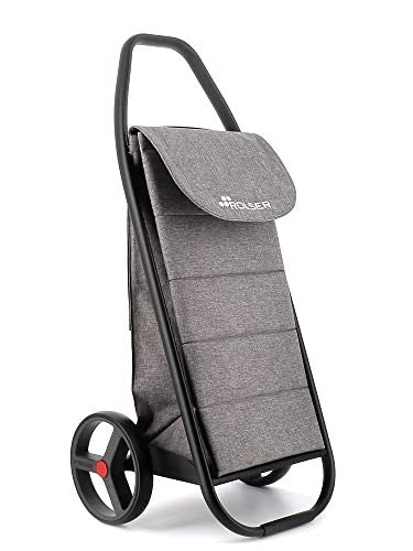 2-Wheel Aluminium Folding Shopping Trolley Big Bag with Pockets – Grey