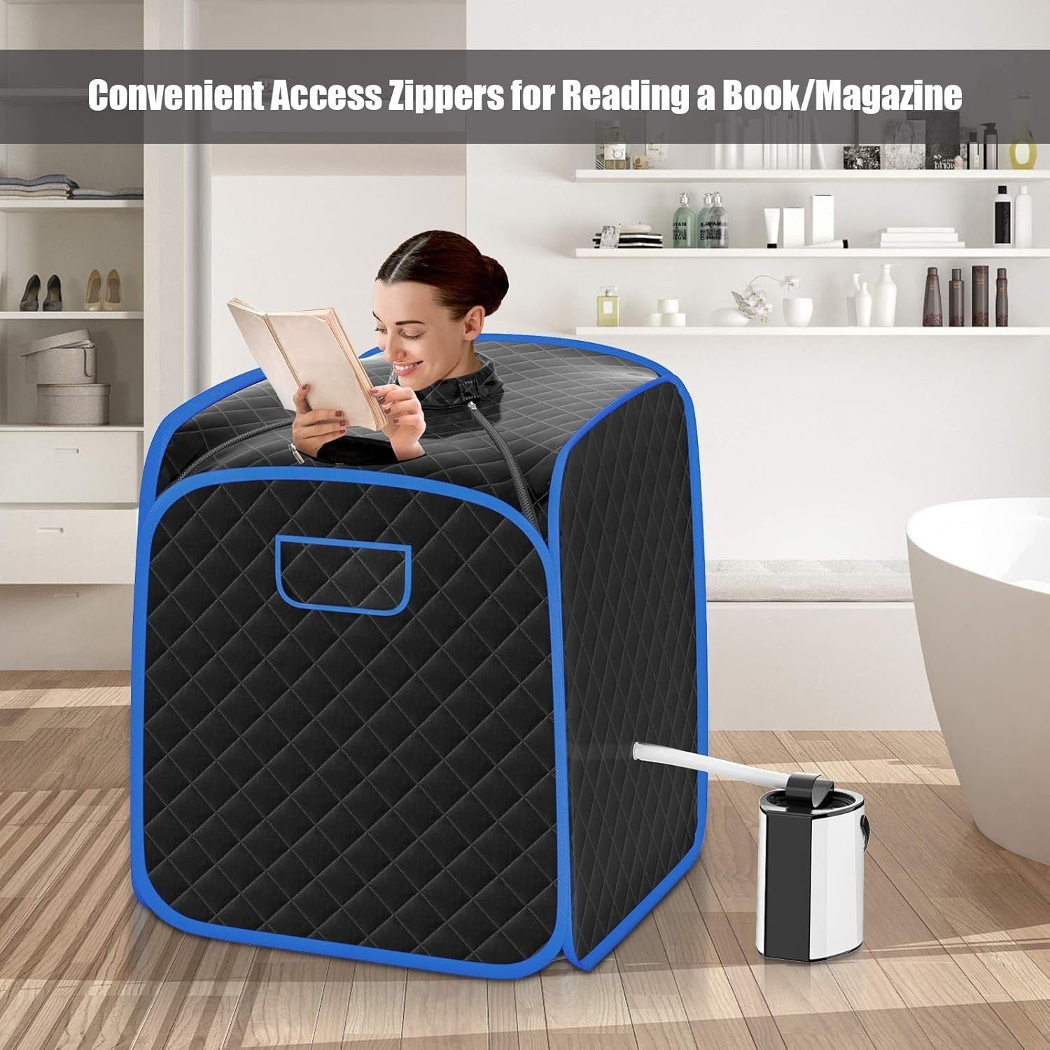 Portable Full Body Steam Sauna Tent Black – 3L Steamer, Chair & Remote
