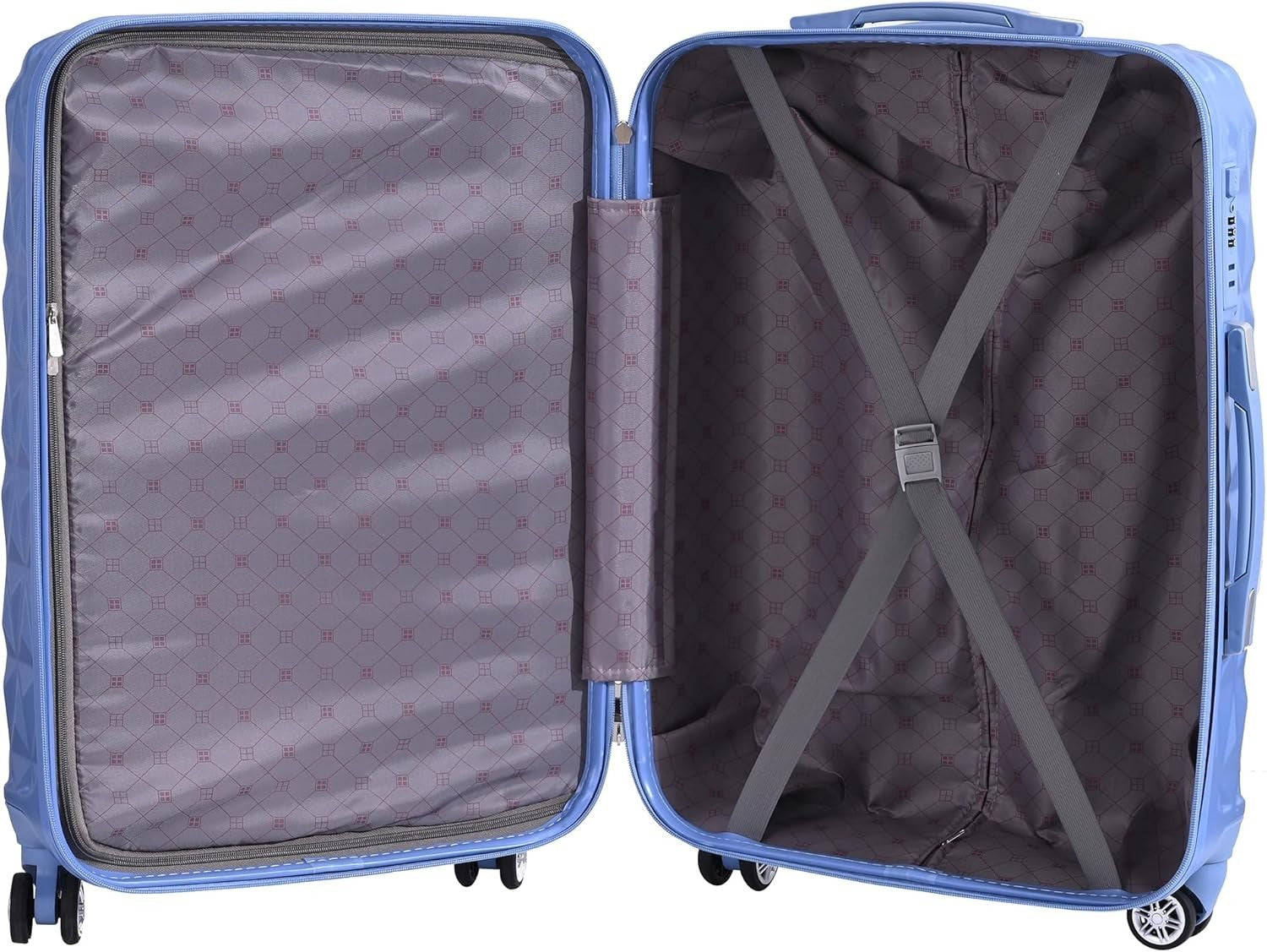 Ice Blue Medium ABS Travel Suitcase 24 Inch Lightweight Spinner Check In