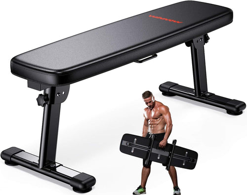 Foldable Flat Weight Bench 300KG Home Gym Workout w Carry Handle