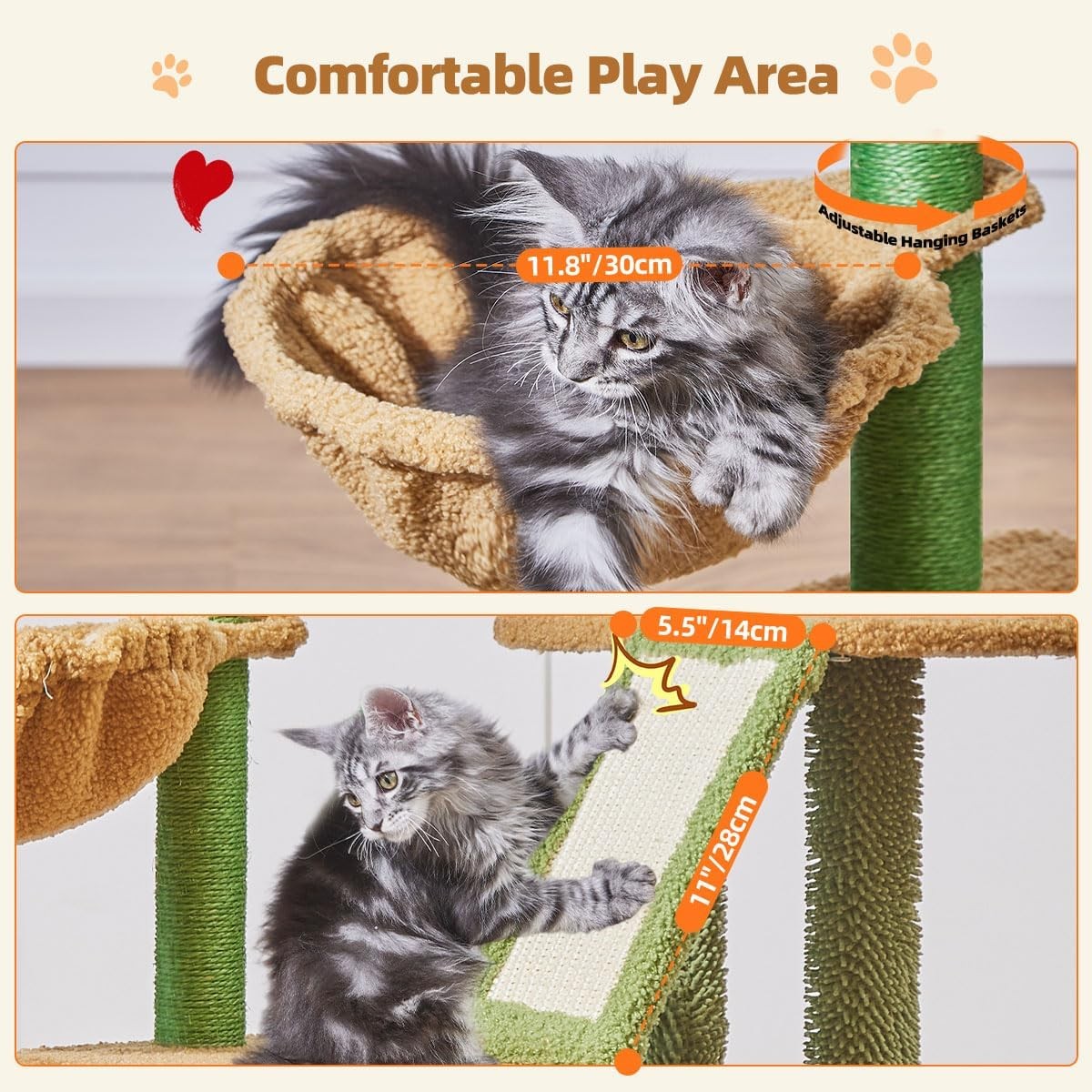 98cm Cat Tree Tower Indoor Scratching Post Condo Hammock & Perch