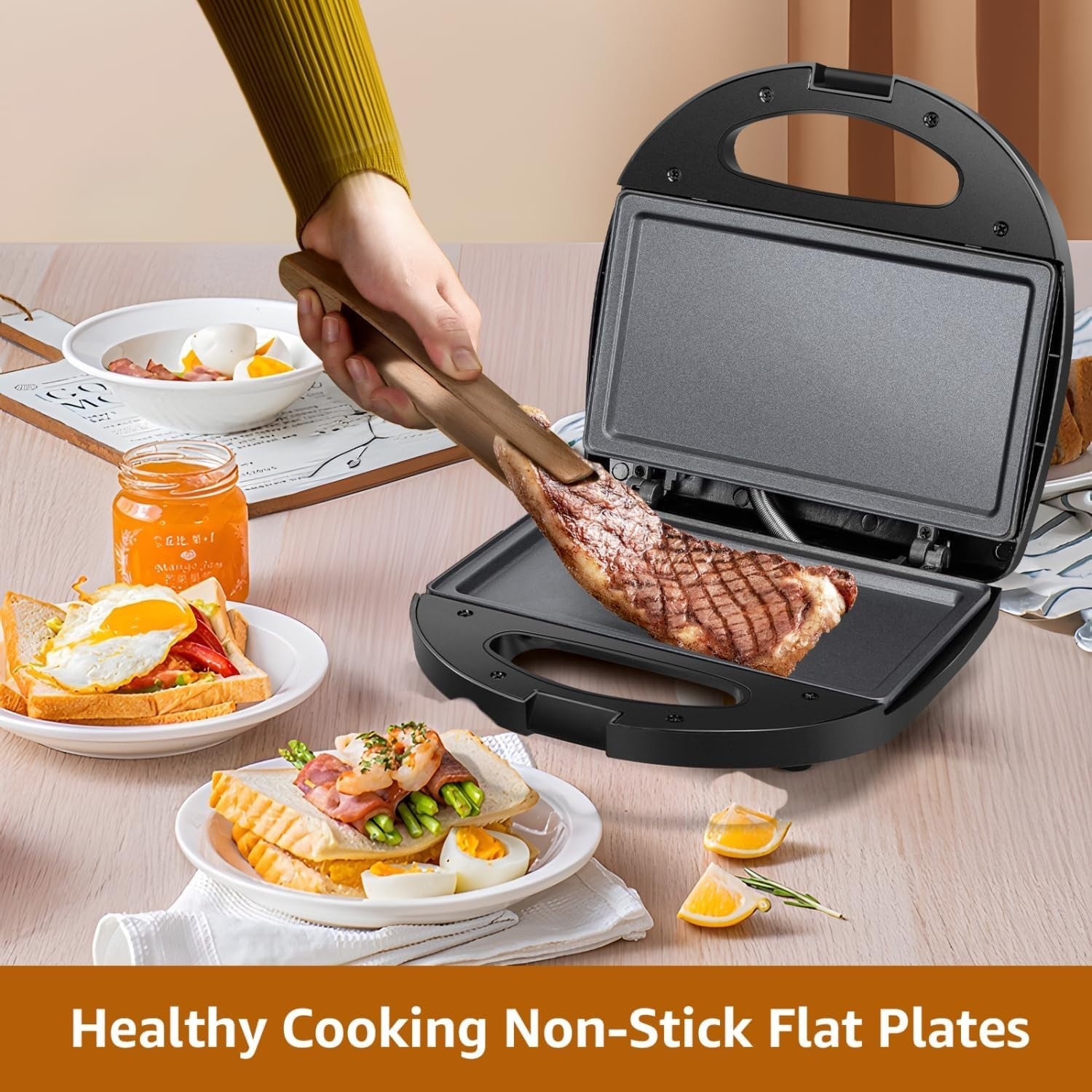 Deep Fill Non-Stick Toastie Maker Sandwich & Panini Press 750W Black