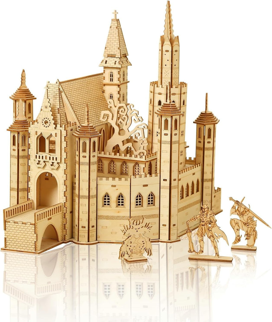 3D Wooden Castle Puzzle Kit DIY Model Craft for Adults Gift & Decor