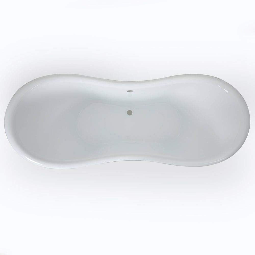 Stone Grey Double Ended Freestanding Slipper Bath 1750x730mm Gold Feet