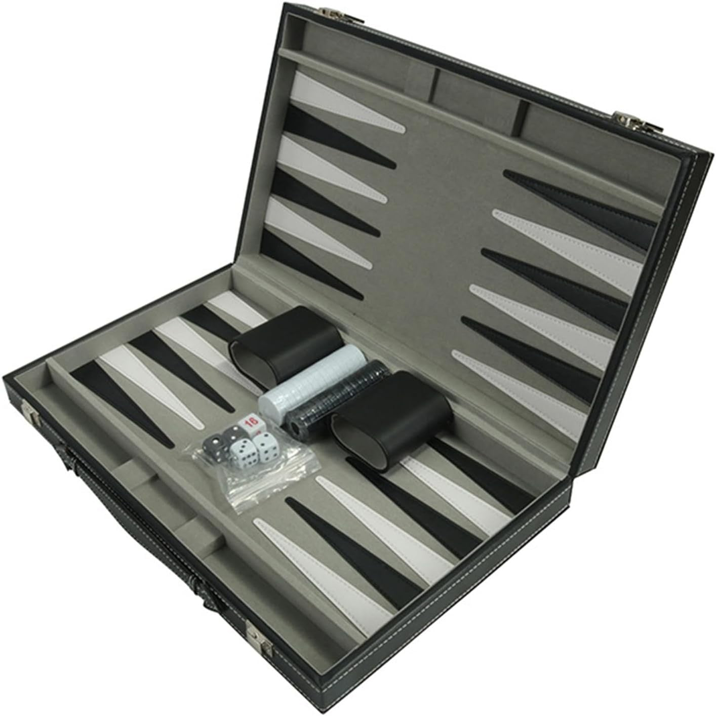Leather Backgammon Set Folding Chess Style Case Portable Travel Strategy Game