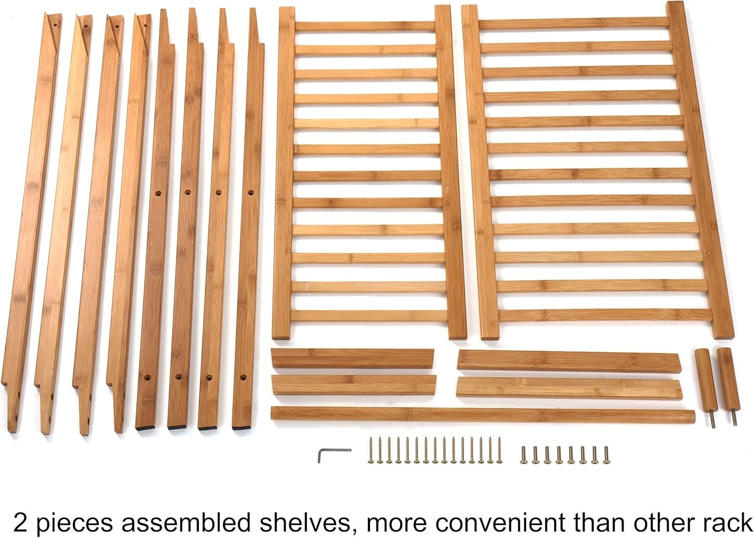 Extra Large Bamboo Clothes Rack with 2 Shelves – Brown