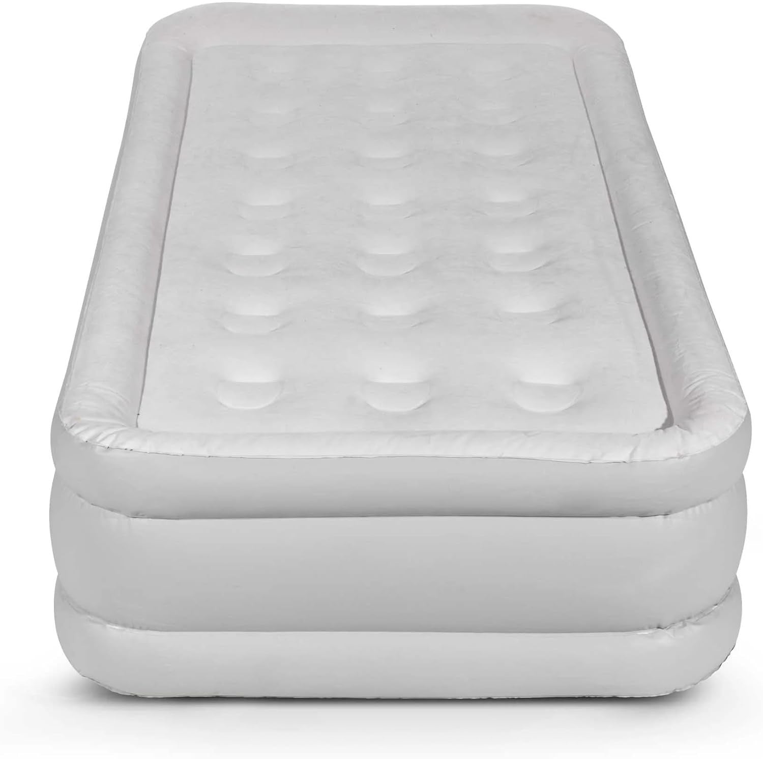 Single High Raised Inflatable Air Bed with Electric Pump & Flocked Surface