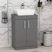 800mm Grey Gloss Floor Standing Vanity Unit with Basin 2 Door Sink Cabinet