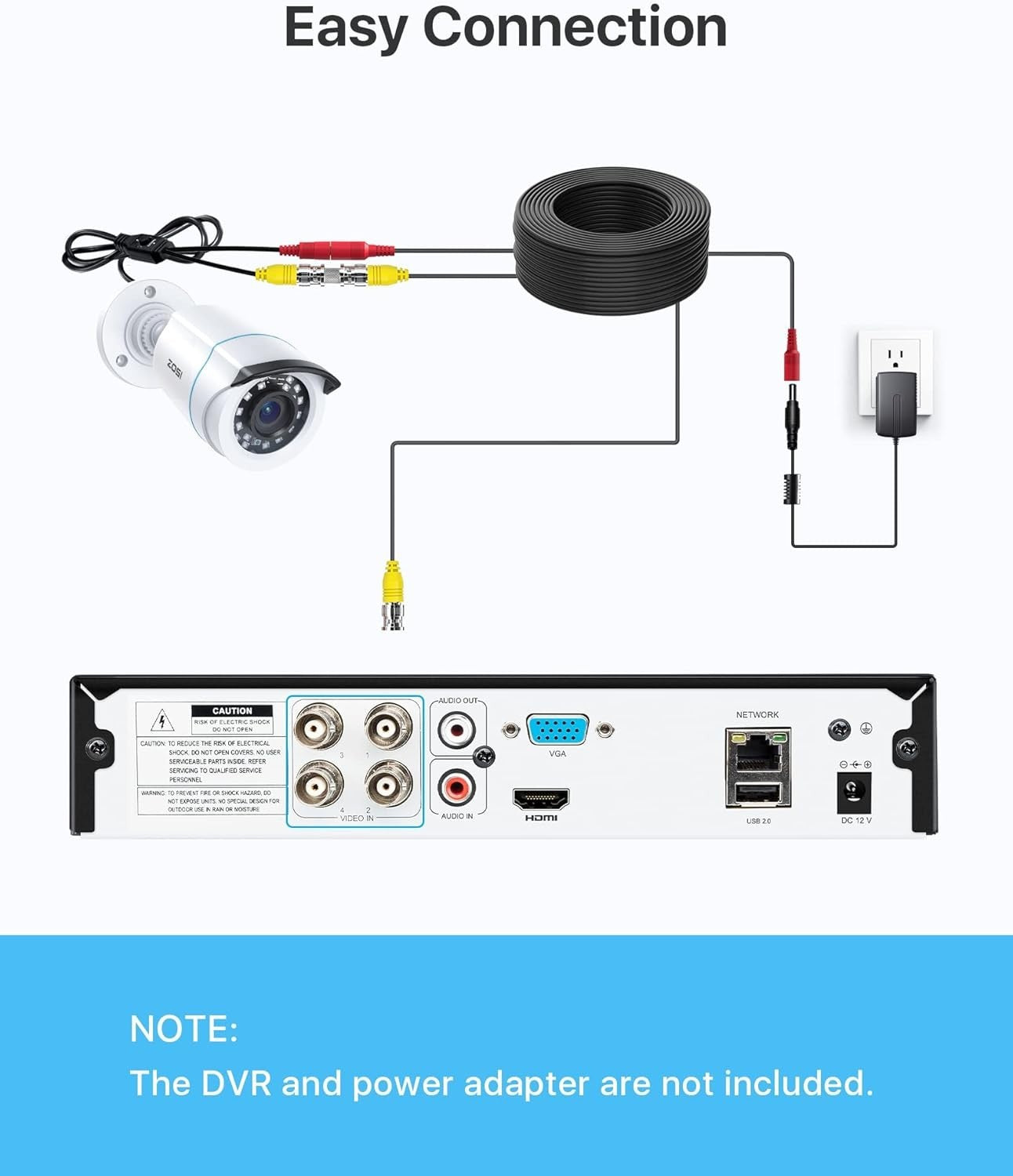 1080P HD CCTV Camera 4 Pack Outdoor Indoor IR Night Vision Wired