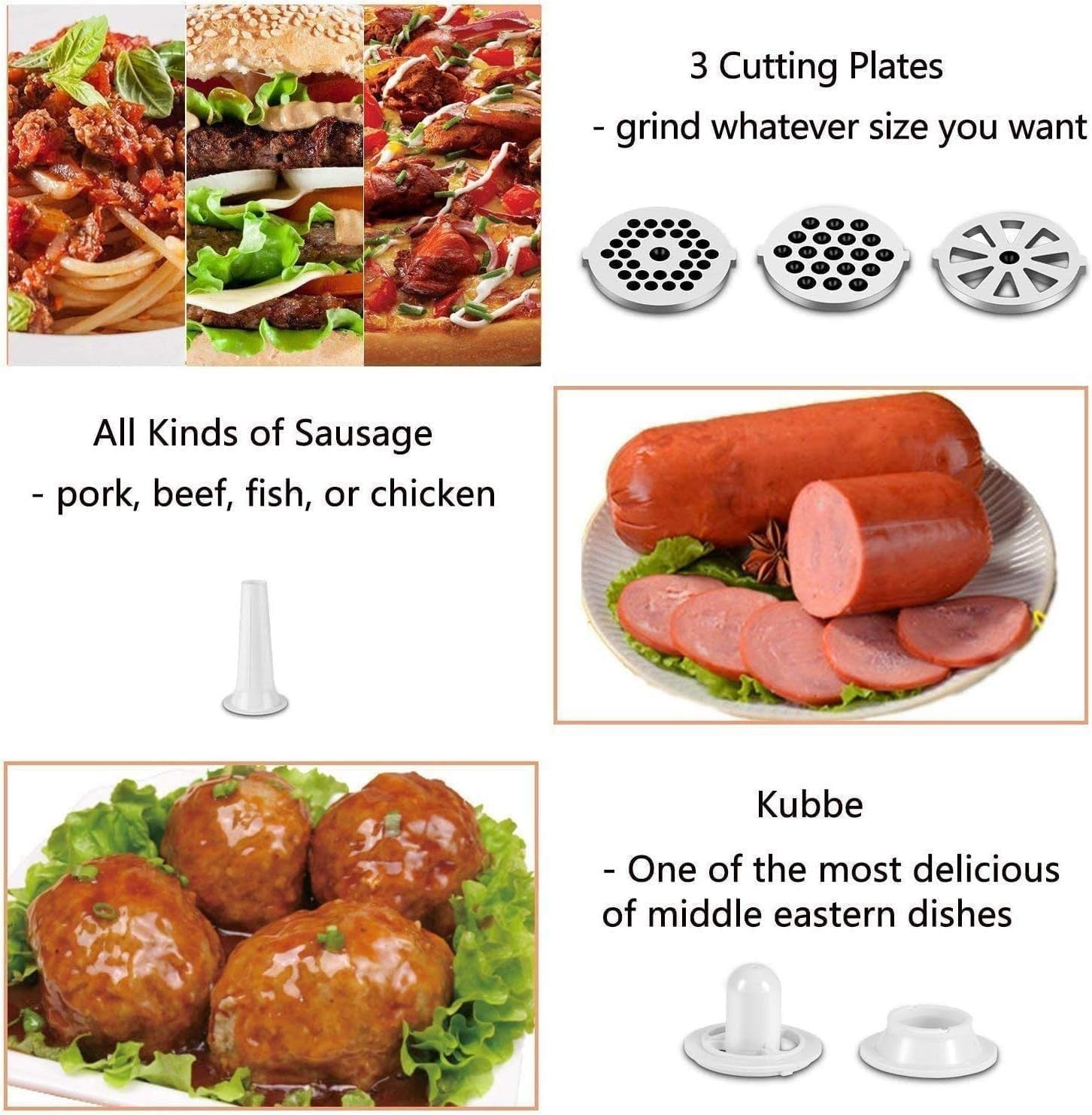 2800W Food Mincer Electric Meat Processor Sausage Maker Kubbe Kit Red