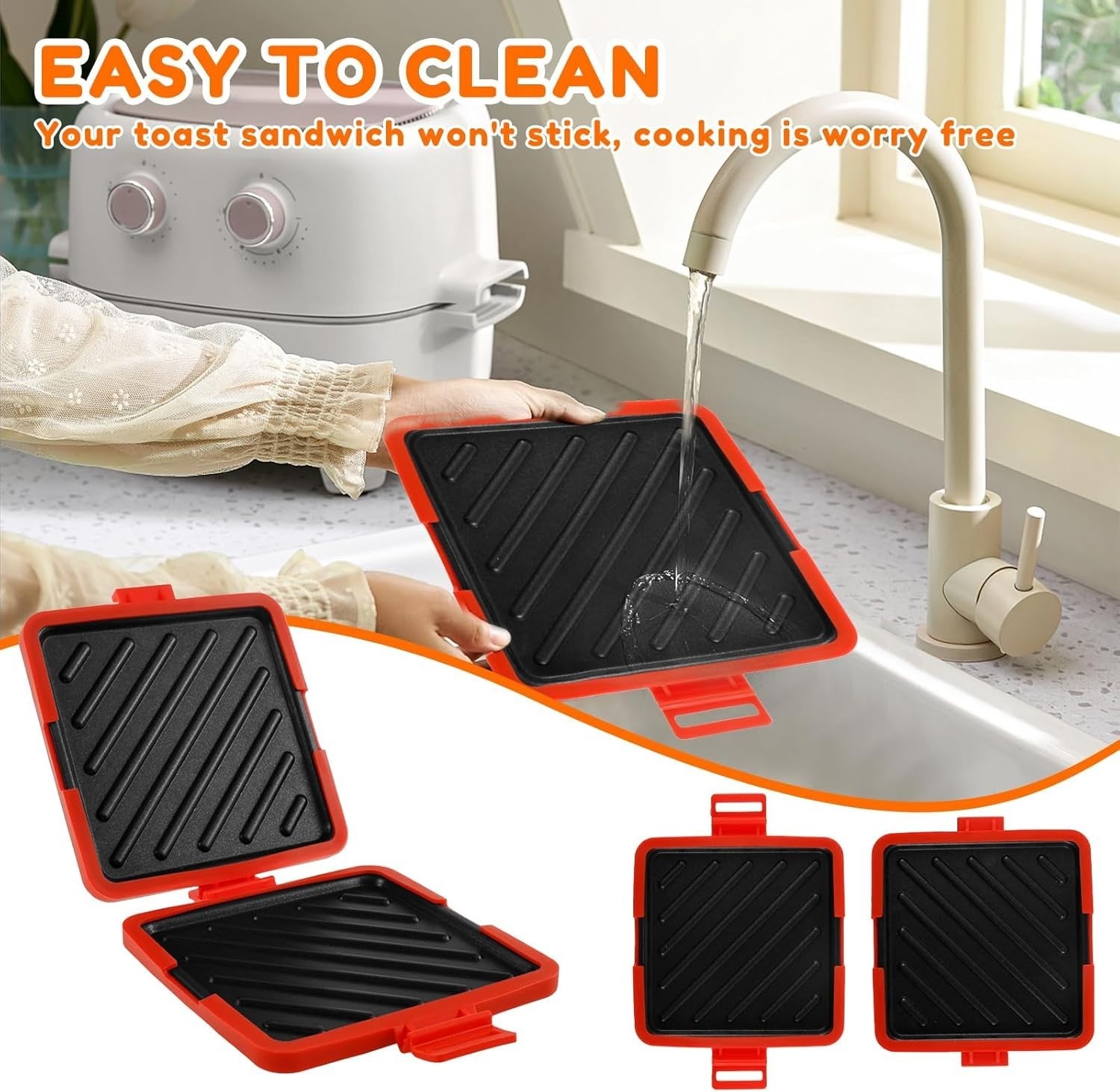 Microwave Toastie Sandwich Maker Silicone Non-Stick Heatwave Technology Red
