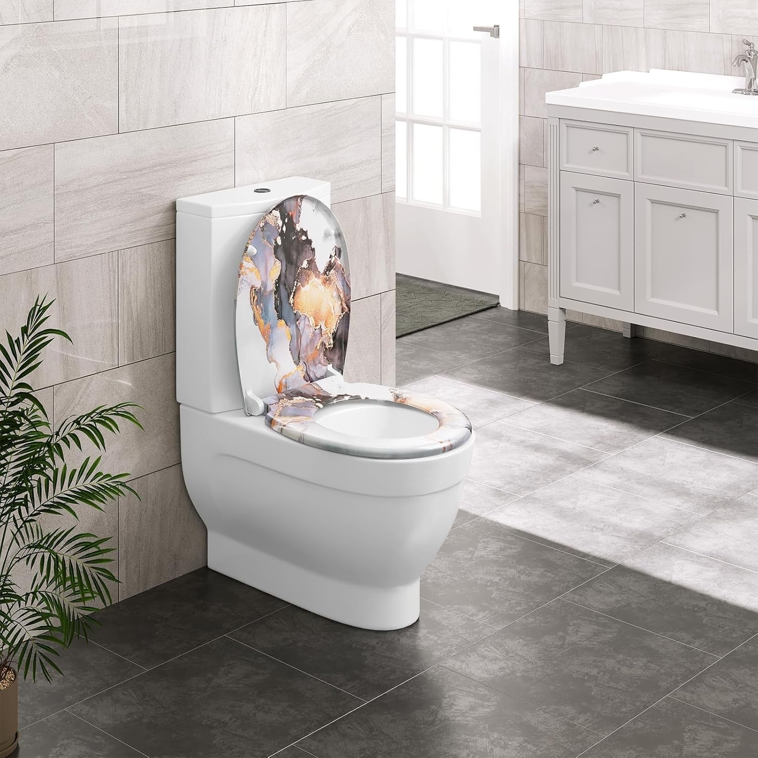 O-Shaped Toilet Seat Soft Close Quick Release Duroplast Adjustable Hinges 175kg