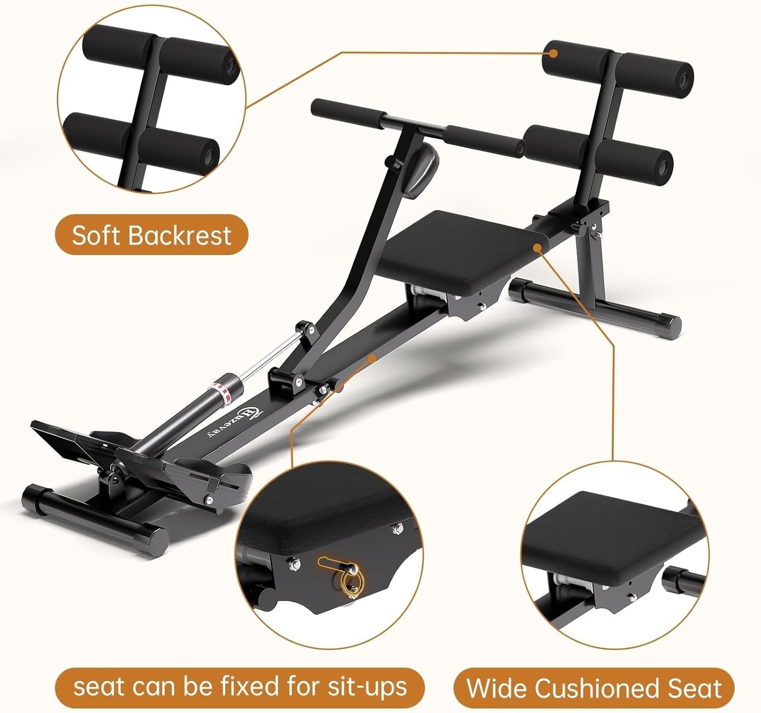 Foldable Hydraulic Rowing Machine 12-Level Resistance LCD Home Rower 120KG