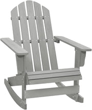 Outdoor Grey Wooden Rocking Chair, Durable Hardwood, Weatherproof Patio Seat