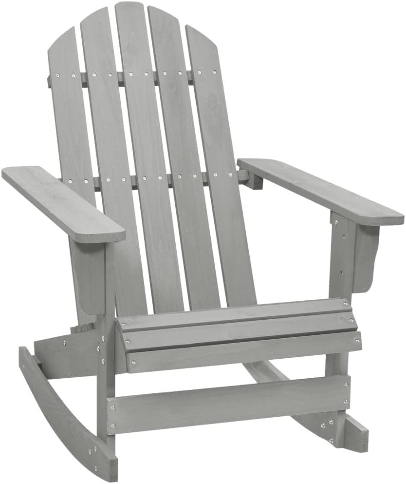 Outdoor Grey Wooden Rocking Chair, Durable Hardwood, Weatherproof Patio Seat