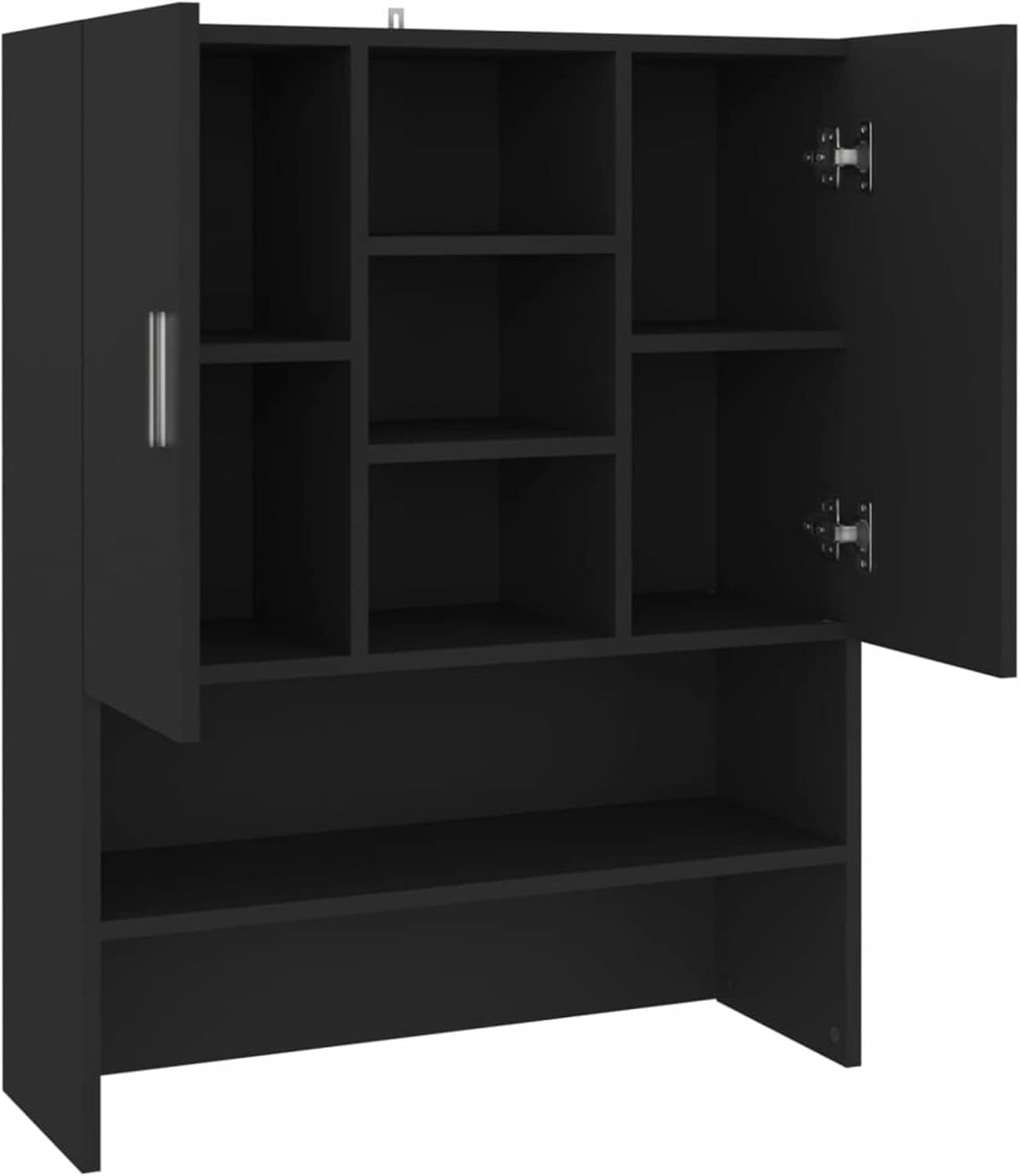 Washing Machine Storage Cabinet Laundry Bathroom Cupboard Shelves Black