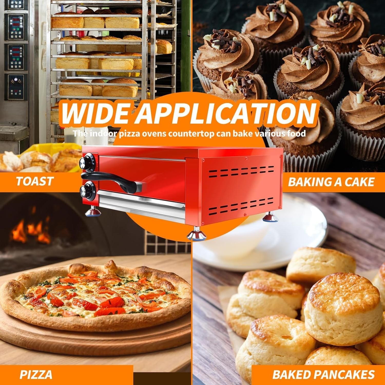 Commercial Electric Pizza Oven | Stainless Steel Countertop Cooker 300°C