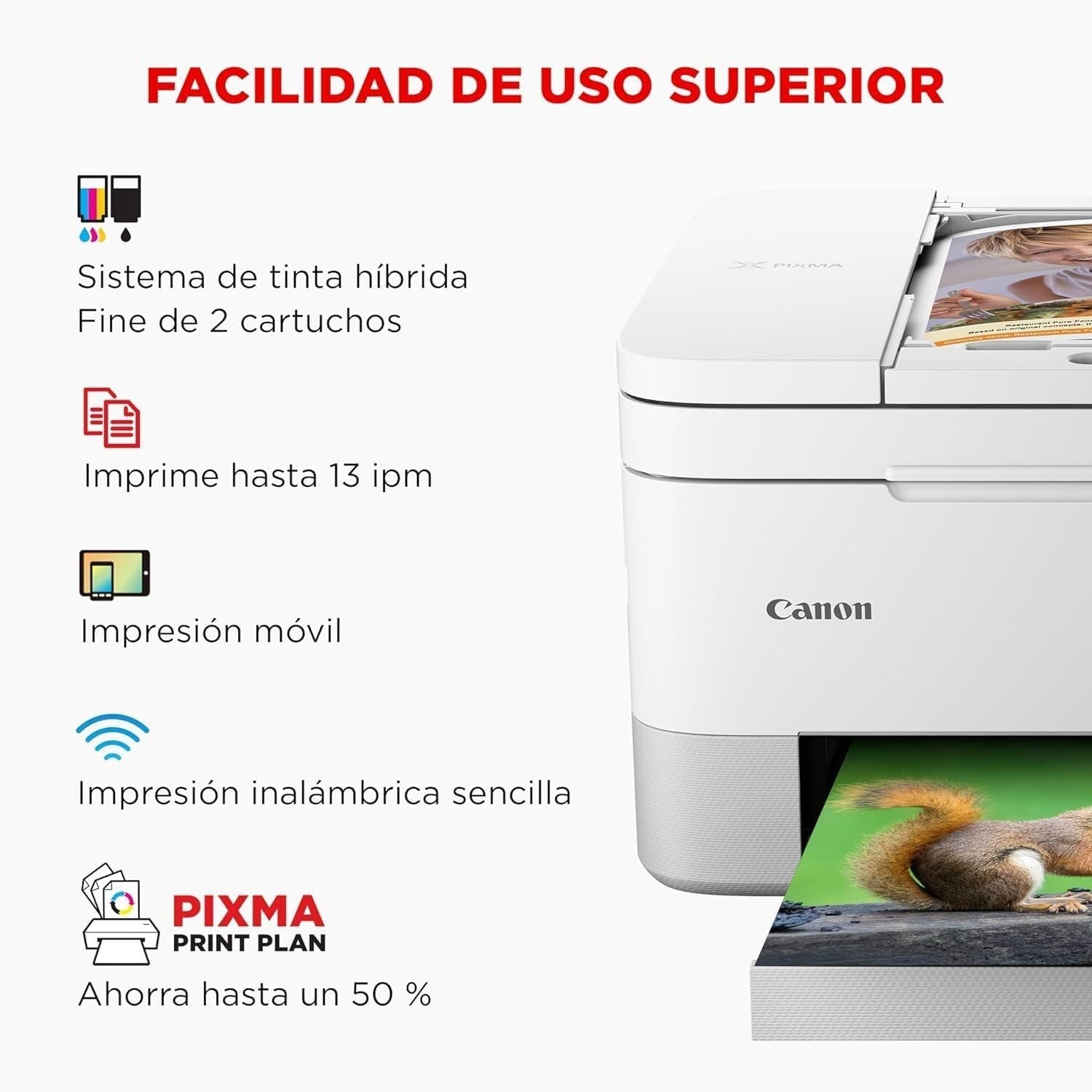 A4 3-in-1 Wireless Printer with Borderless Photo Printing - White