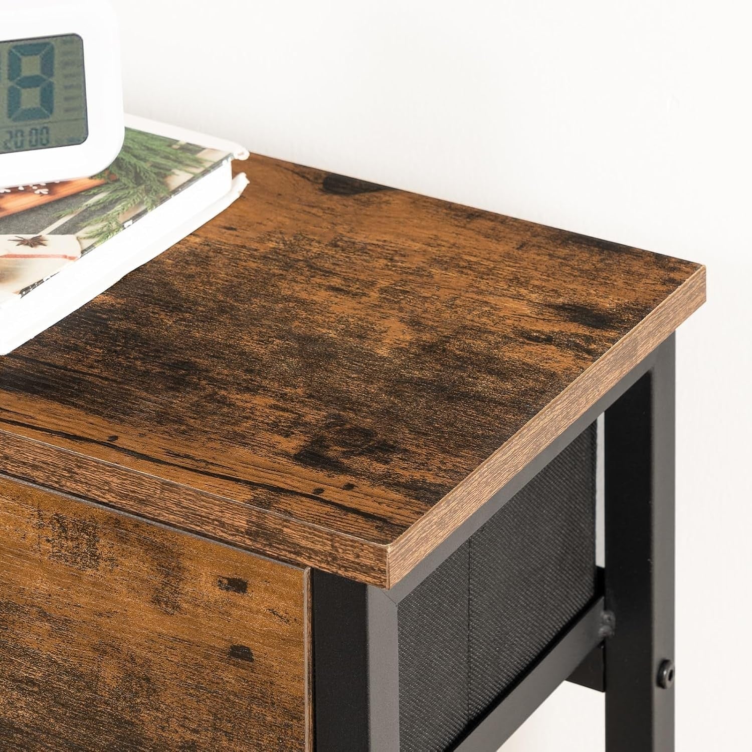 Slim Console Table with Storage Drawers & Shelf, Industrial Rustic Look