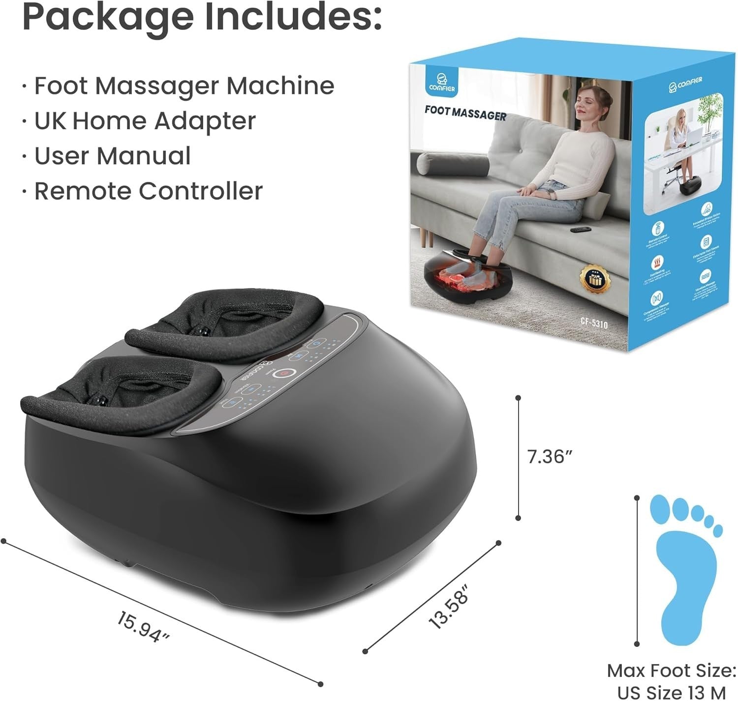 Heated Foot Massager w/ Compression & Vibration | Pain Relief & Relax